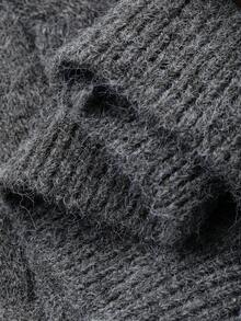 DAZY Toddler Boys' Crew Neck Cable Twist Cartoon Embroidery Solid Color Sweater - Dark Grey - View 6