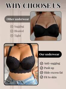 SHEIN 3pcs/Set Plus Size Sexy Lace Comfortable Seamless Supportive Underwire Bras - Multicolor - View 4