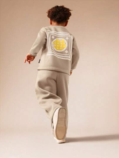  SUMWON Boys Paisley Print Sweatshirt And Sweatpants Co-Ord Set Autumn Winter Casual Wear Tracksuit Two Piece Outfit Vacation