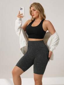 Auralis Quần short thể thao Bermuda Athleisure 3pac cỡ lớn dành cho nữ có thiết kế túi và kiểm soát bụng, quần short liền mạch dành cho nữ, quần short thun bó kiểm soát bụng, quần bó kiểm soát bụng, quần nỉ bó kiểm soát bụng - Nhiều màu - Xem 10