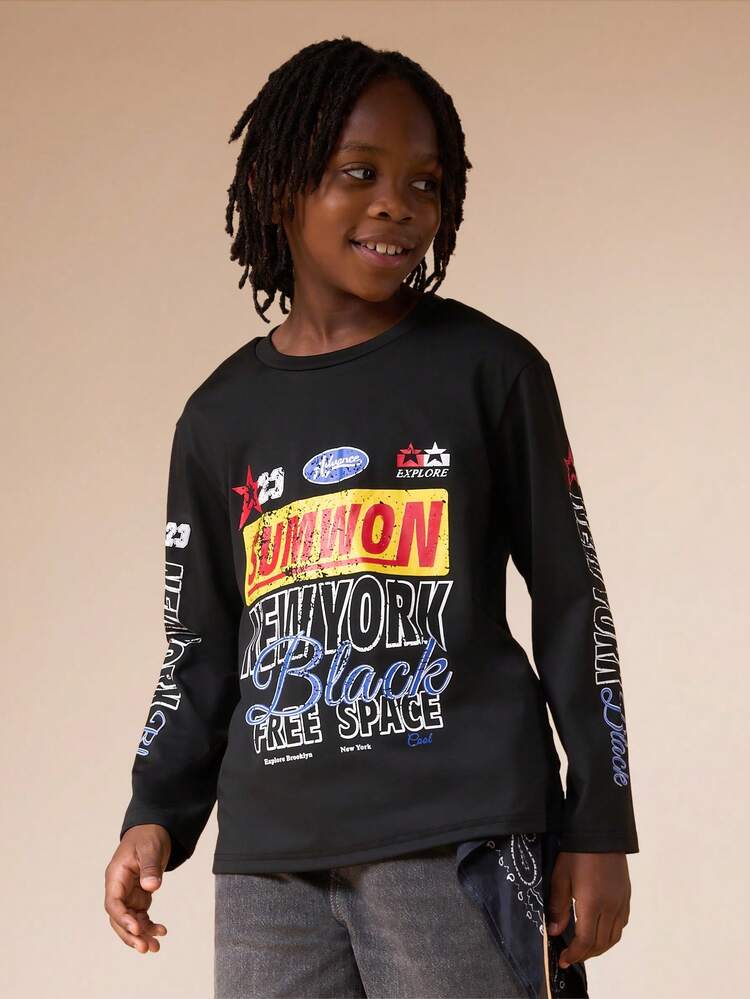 Long Sleeve Graphic Tee With Brooklyn Print