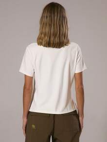 Musera Sport قميص رياضي فضفاض مطبوع برسومات رياضية، ملابس رياضية شتوية لرياضة البادل، ملابس رياضية للجيم والتمارين والاستكشاف - أبيض - مشاهدة 4