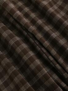 Sweetra 女士复古卡其格纹休闲通勤学生风直筒修身裤，秋冬款 - 卡其色 - 查看 5