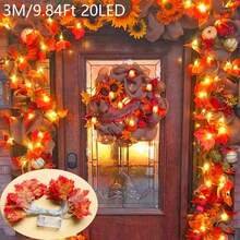 1条3/6米枫叶串灯，经典塑料枫叶LED仙女灯，适用于感恩节派对墙面装饰，电池供电，室内房间装饰灯，壁炉装饰，桌面装饰枫叶灯串 - 暖光 - 查看 16