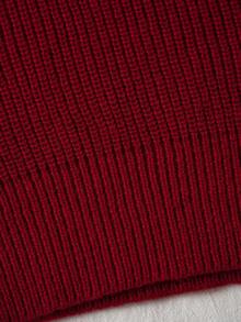 EMERY ROSE 女士纯色V领休闲百搭长袖套头毛衣 - 紅色 - 查看 4