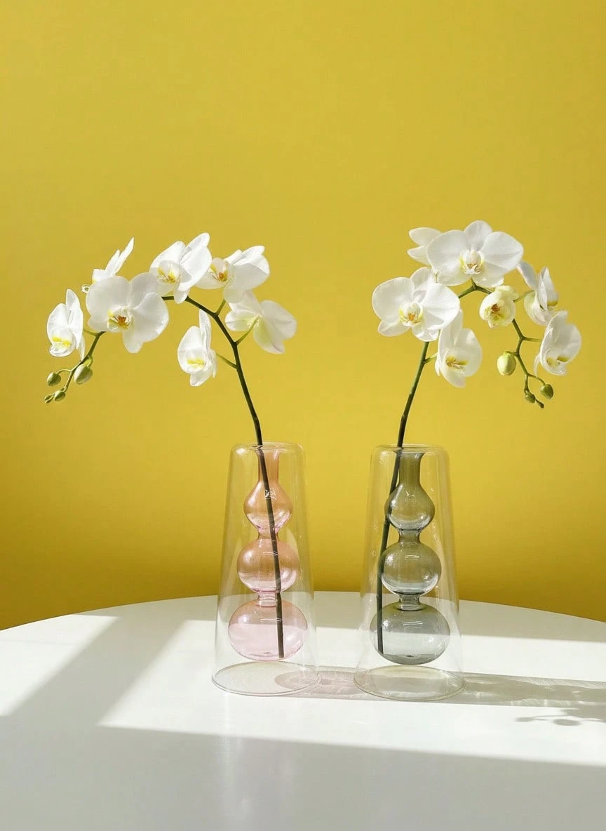 Transparent Creative Glass Vase – Desktop Decor For Dried Flower Arrangement, Ideal For Bedroom Decoration - Multicolor - View 1