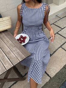 MainGRL 百搭休闲/度假/派对中长连衣裙 - 藏蓝色 - 查看 4