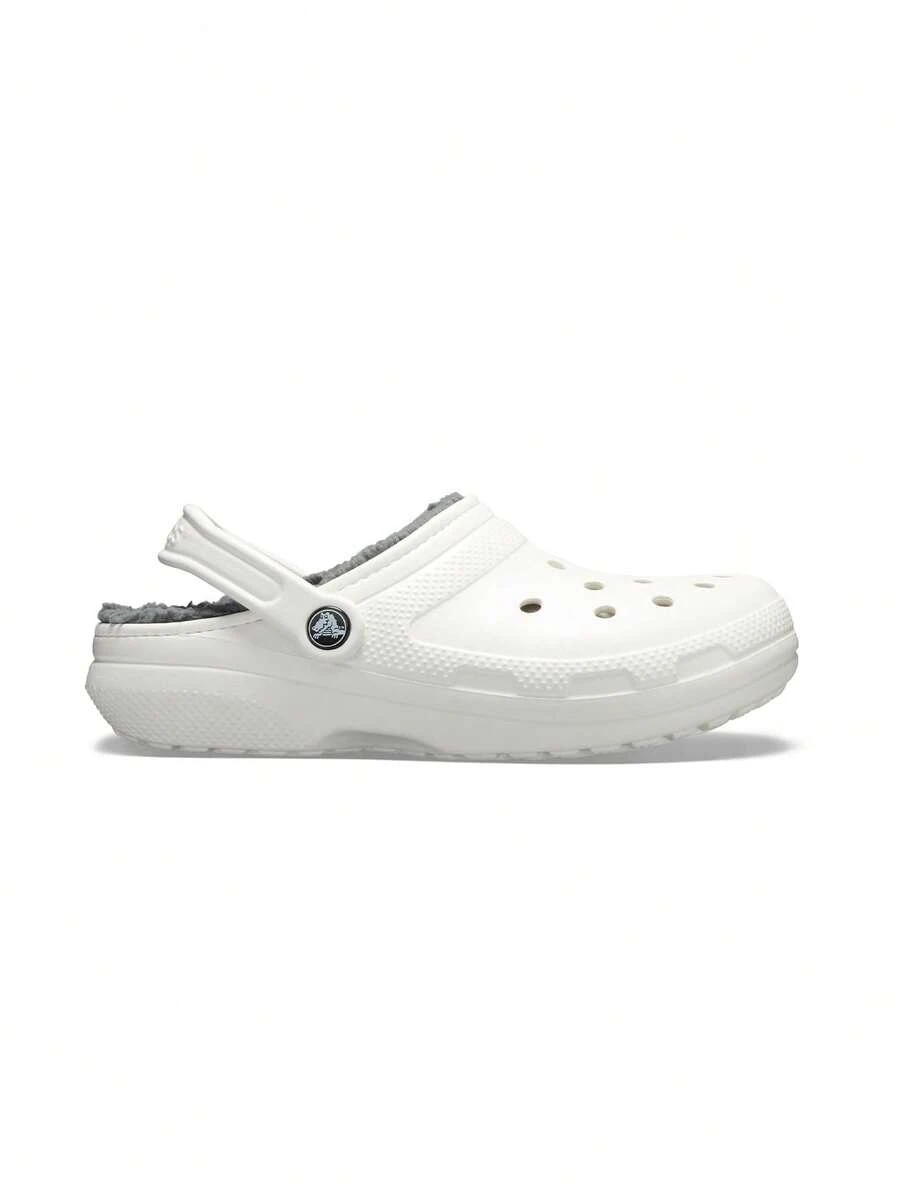 Crocs كلوغ نسائي كلاسيكي أبيض مبطن 203591 - أبيض/رمادي - مشاهدة 1