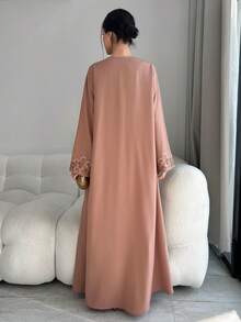 Yasmyna Women's Elegant Floral Embroidered Abaya Dress Modest Butterfly Abaya Abayas Dubai Luxury