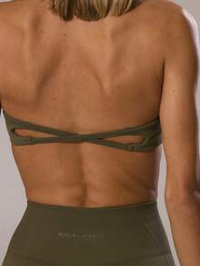 Musera Sport Musera Top de Sport Froncé Devant à Double Bretelle Croisée Coordonné Automne Hiver Actif Sport Gym Entraînement Lounge Padel Fitness