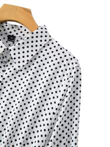 GlowEve CURVE 大码秋季休闲优雅收腰复古波点长袖连衣裙 - 黑與白 - 查看 9