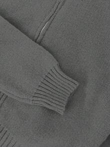 Franclia 女士优雅纯色罗纹高领修身长袖拉链上衣搭配弹力腰显瘦喇叭腿针织衫两件套，冬季 - 深灰色 - 查看 6