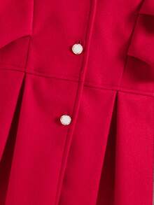 Sparklyn Girls' Red Ruffled Long Sleeve Casual Hooded Single-Breasted Overcoat