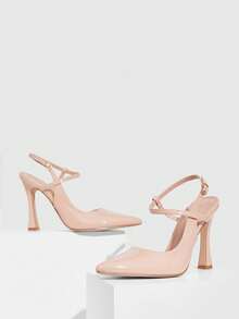 CUCCOO SZL Giày cao gót mũi nhọn thanh lịch thời trang dành cho nữ, phù hợp khi đi làm và dự tiệc - Màu be - Xem 3