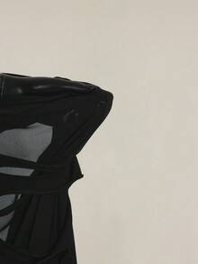 SHEIN ICON 大码 Y2K 风格透视做旧性感吊带背心 - 黑色 - 查看 10