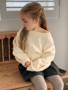 DAZY 女童圆领串珠装饰毛衣，秋季