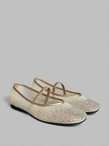 Ontre Giày lười nữ thường ngày đính đá Rhinestone - Vàng - Xem 3