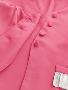 Maweii 2 pièces/Set Blazer ajusté à col en V et patchwork avec ourlet mouchoir et pantalon long plissé pour femmes, tenue de bureau élégante, grande taille