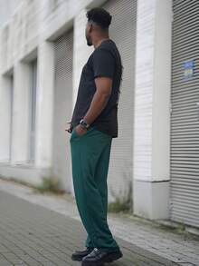 Heavens Edit Pantalones deportivos casuales de punto recto con bolsillos y cordón en la cintura para hombre, primavera y otoño - Verde - Ver 3