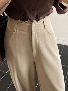 DAZY Women's Loose Casual Lace Patchwork Pants - Khaki - View 6