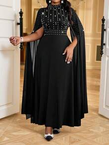 Fleurora Váy đen tay lửng đính ngọc trai cỡ lớn - màu đen - Xem 6