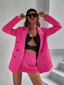 GENKIRA Áo khoác  âu phục nữ Nút màu trơn Thanh lịch - Màu Hồng Tươi - Xem 5