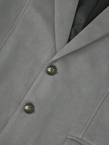 Manfinity Nomadique 男士麂皮领休闲西装外套，秋冬款 - 淺灰色 - 查看 5