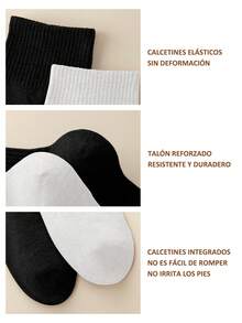 10 pares Calcetines de tobillo para deportes,blanco y negro para hombres, de moda, casuales, cómodos, a prueba de olores, para deportes al aire libre, correr, fitness,  negocios, ocio, vacaciones - Blanco - Ver 4