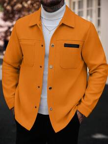 Manfinity CasualCool Chaqueta casual de unicolor para hombres, adecuada para otoño e invierno - Amarillo - Ver 5