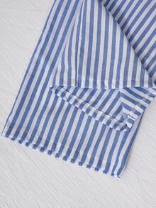 3pcs Girls' Striped Textured Casual Straight Leg Pants, Suitable For Daily Wear - Blue - View 17