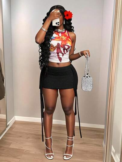 Slaydiva 2025 Summer New Ibiza Bohemian Boho Women's Clothing, Music Festival, Western Style, Nomadic Style, Party, Pool, Sexy Resort Wear, Cruise Travel, Beach, Sunbathe, Viral Fashionable Vacation, Sweet Sexy Red Crochet Fringed Mini Skirt (Can Be Paired) In Fall/Winter