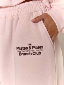 MUSERA 印花阔腿慢跑裤，仅裤子，舒适休闲两件套，适合外出休闲、咖啡、夜店等场合。 - 粉色 - 查看 5