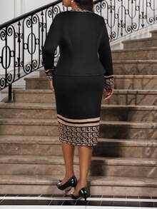 Fleurora 秋冬优雅通勤彩色针织圆领中长袖加大码套装 优雅女士套装 冬季服装 女士冬季服装 女士冬季服装 - 彩色 - 查看 2