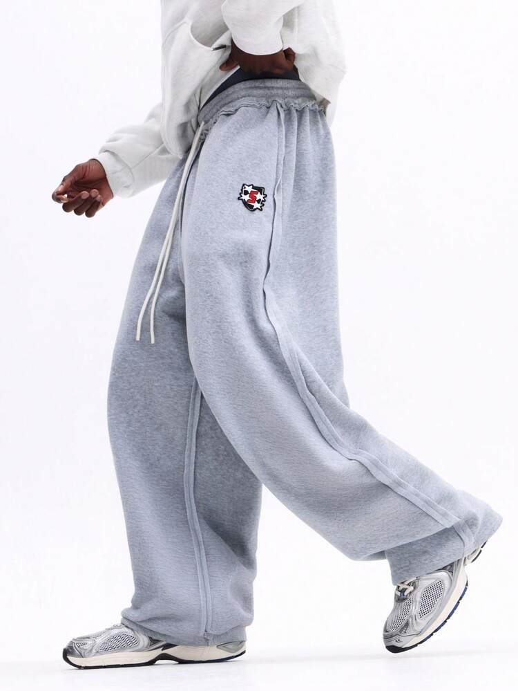 Wide Fit Sweatpants With Logo Embroidery