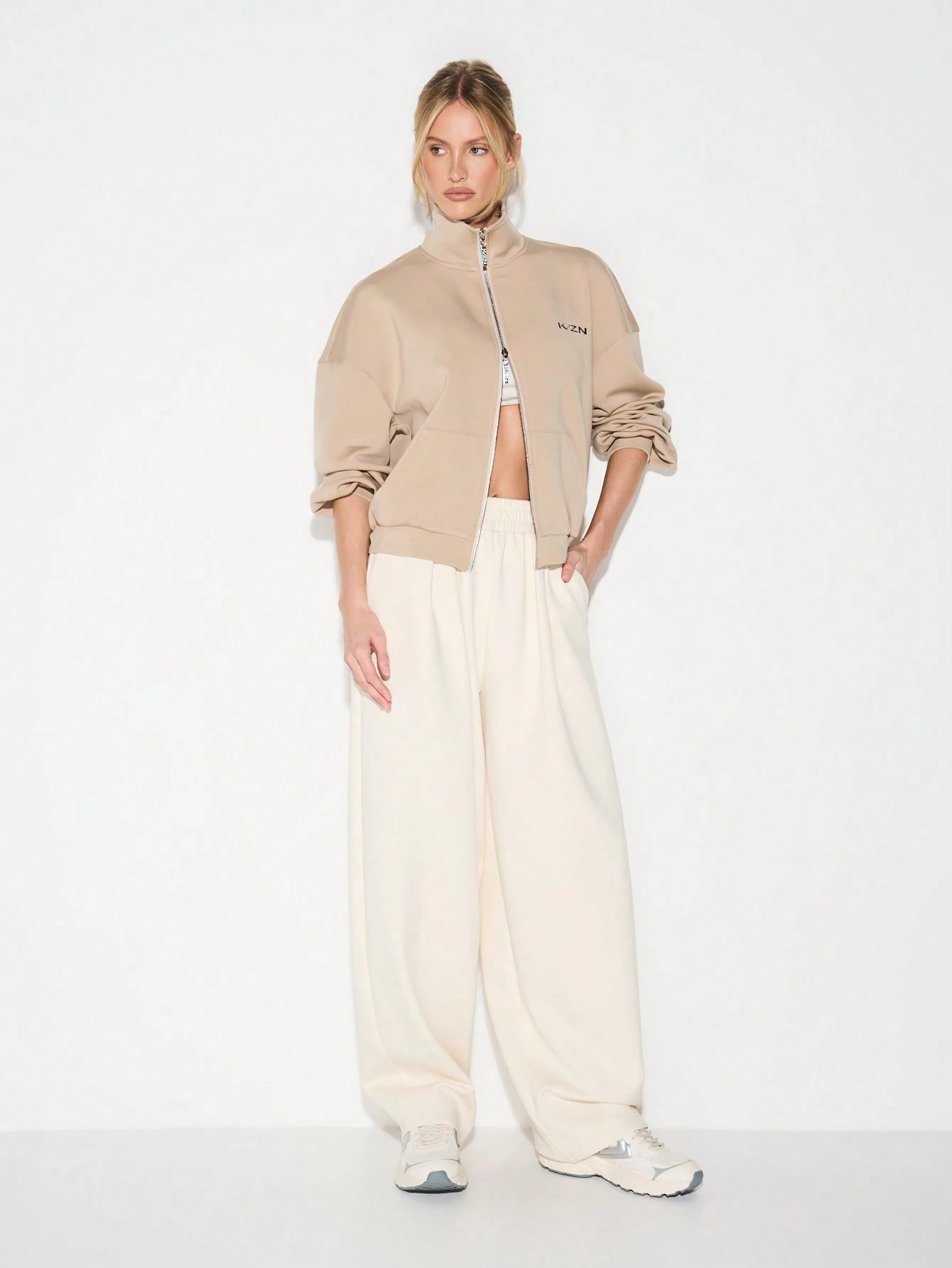 KIZN Neoprene Full Zip Sweatshirt With High Neck