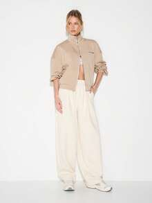 KIZN 米色氯丁橡胶全拉链卫衣，高领长袖，休闲街头风外套，适合秋冬季日常穿着。 - 杏色 - 查看 3