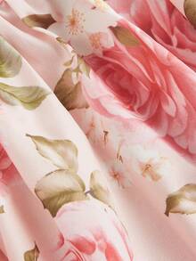 SHEIN MOD 法式浪漫印花吊带中长连衣裙，情人节连衣裙，夏季女装，波西米亚风女装，粉色碎花连衣裙，情人节连衣裙 - 彩色 - 查看 3