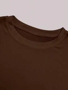 Glimmora 男士圆领天使印花宽松休闲标准T恤 - 咖啡棕 - 查看 3