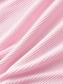 ROMWE Kawaii 可爱小鹿爱心字母印花粉色针织吊带背心，加大码细肩带背心 - 粉色 - 查看 4