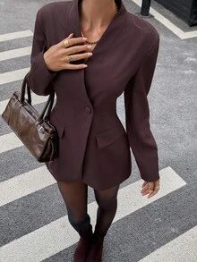Siren Gaze Women's Fashion Double-Breasted Blazer Suit Women Suits Woman Suit Blazer Blazer Suits For Women Women's Brown Suit Casual For Women Suitable For Commuting, Old-Fashioned, And Formal Occasions Such As Business Casual, Work, And Teaching