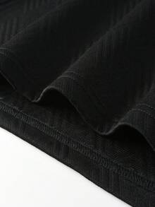 Manfinity Mode 男士长袖纹理面料拼接格子图案 Polo 衫，适合秋冬季休闲穿着和户外搭配 - 黑色 - 查看 7