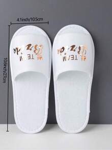 1双白色婚礼一次性拖鞋，采用无纺布材质装饰，适合新娘派对软底拖鞋，可作为婚礼宾客、圣诞节礼物 - 白色 - 查看 4