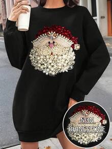 EMERY ROSE Plus Size Christmas Vacation Atmosphere Dress - Black - View 1