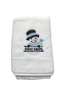 1pc Christmas Super Soft Embroidered Snowman Hand Towel, Suitable For Kitchen, Bathroom Decor And Gifts - Multicolor - View 7