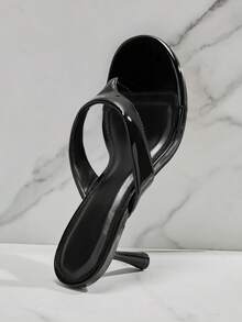 SHUZIA Dép xỏ ngón đế cao thời trang nữ đa năng hàng ngày - màu đen - Xem 7