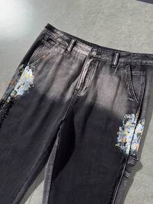 ROMWE MEN Men's Loose Fit Pocketed Wide Leg Casual Jeans - Black - View 5