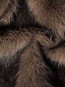 Muchica 女士新款咖啡棕色短款连帽仿皮草外套，冬季 - 咖啡棕 - 查看 7