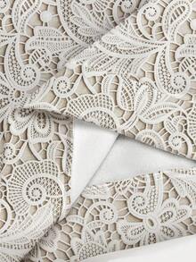 EMERY ROSE 大码女式仿蕾丝印花图案卫衣，舒适圆领长袖，适合日常穿着 - 彩色 - 查看 4