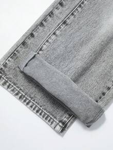 Sparklyn 少女浅灰色带口袋宽松阔腿牛仔裤，适合日常休闲穿着 - 淺灰色 - 查看 9