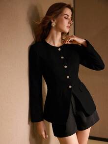 MOTF PREMIUM WOMEN'S ELEGANT SINGLE-BREASTED JACKET - Black - View 1